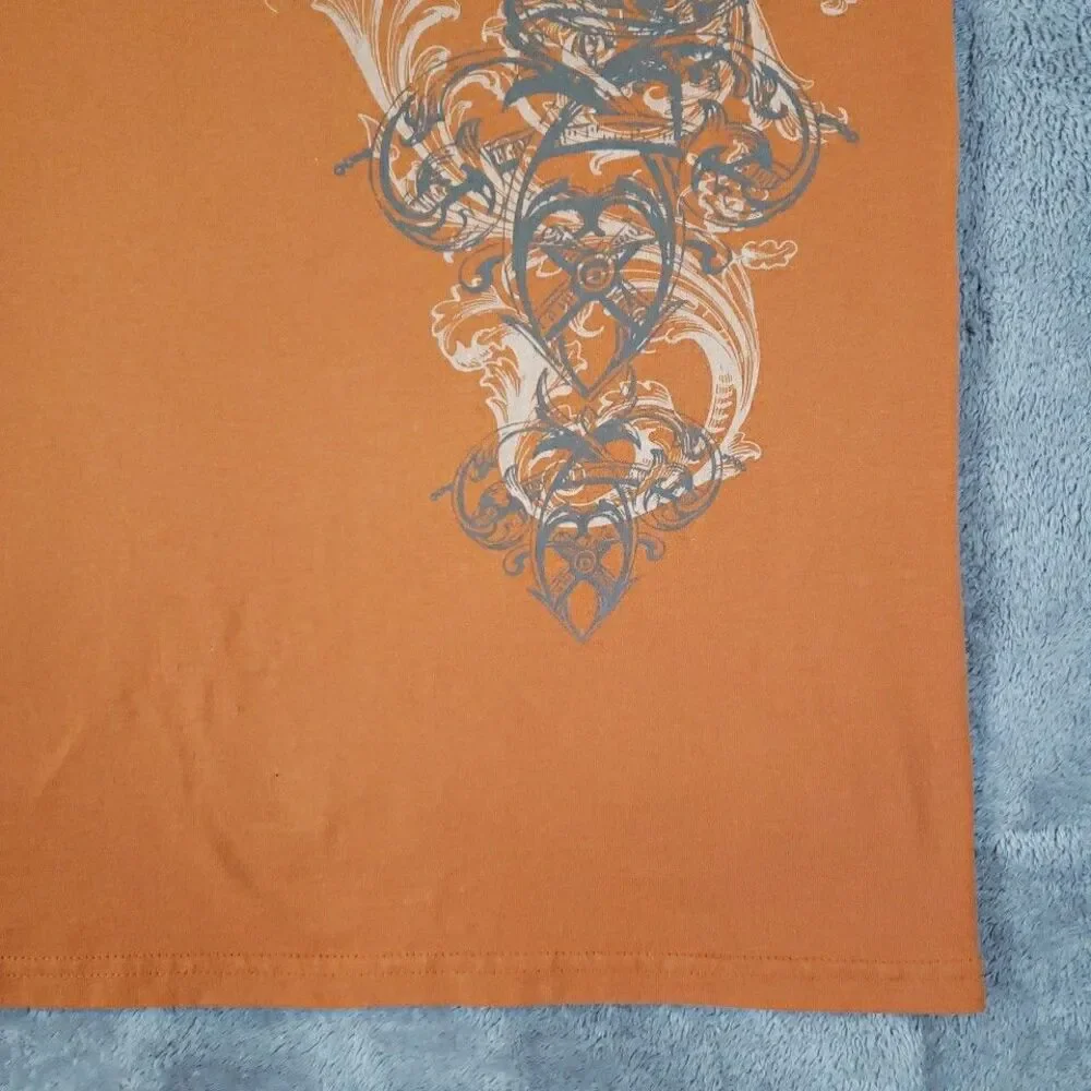 Harley Davidson T Shirt Short Sleeve Las Vegas Cafe Orange Biker Men's Sz L